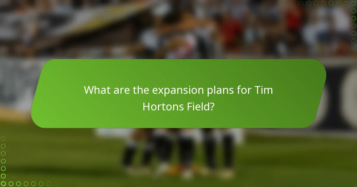 What are the expansion plans for Tim Hortons Field?