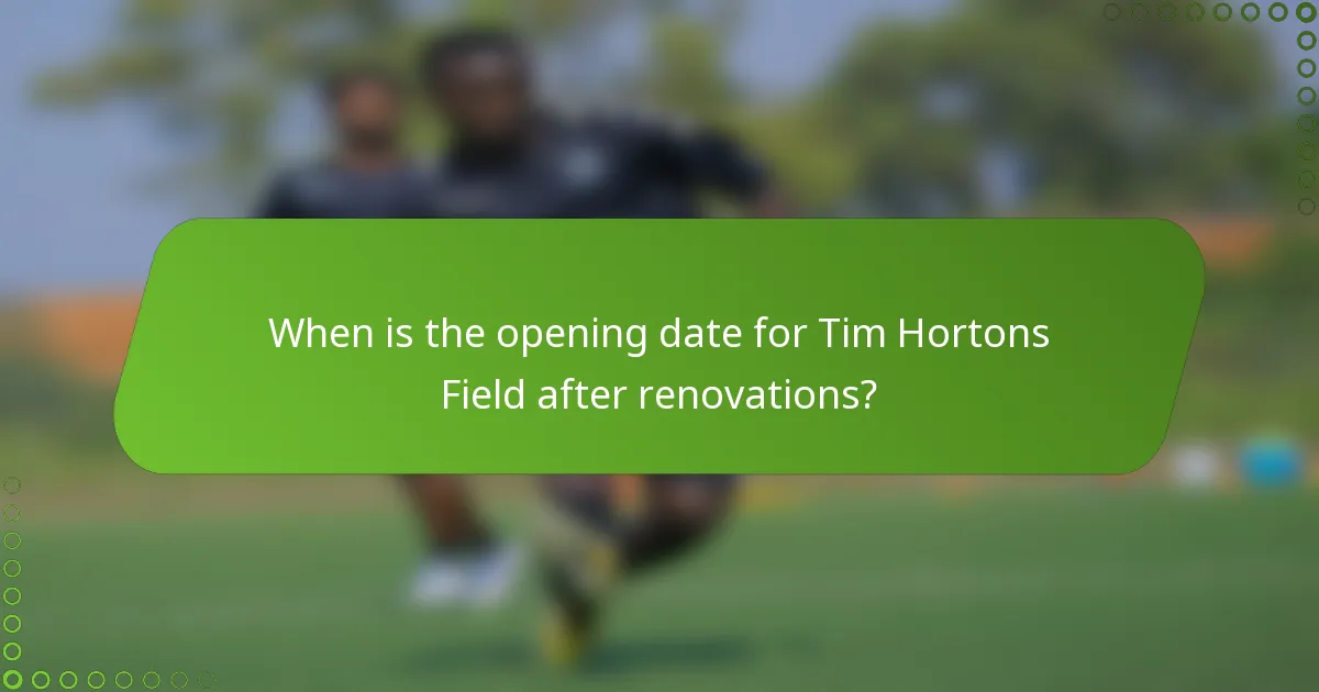 When is the opening date for Tim Hortons Field after renovations?
